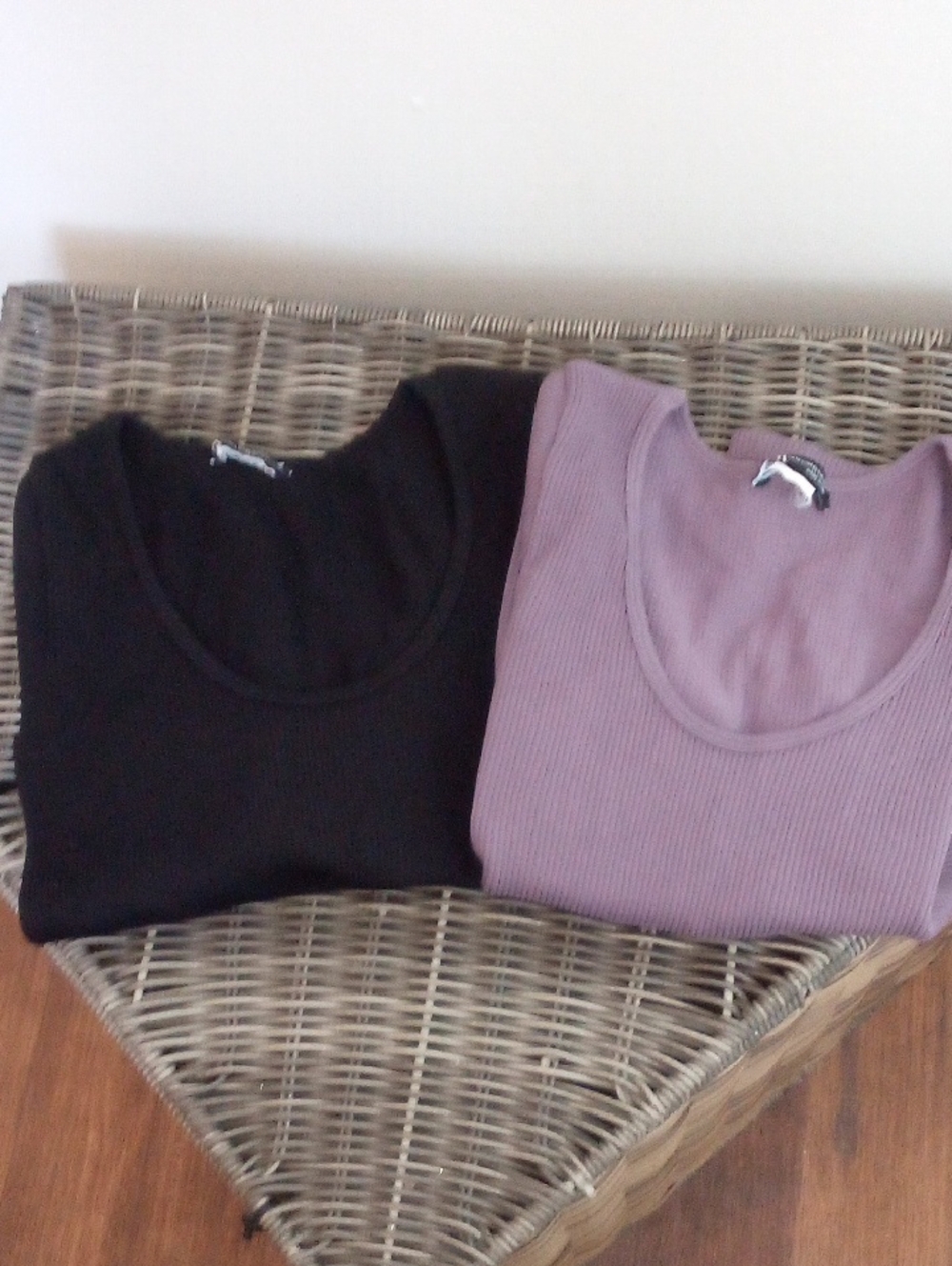Zara Scoop Neck Long Sleeve Ribbed Tops, Slightly Cropped, XS